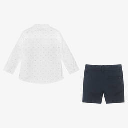 Mayoral-Boys Blue Cotton & Linen Shorts Set | Childrensalon Outlet