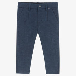 Mayoral-Boys Blue Cotton & Linen Trousers | Childrensalon Outlet
