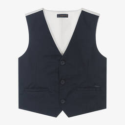 Mayoral-Boys Blue Cotton & Linen Waistcoat | Childrensalon Outlet