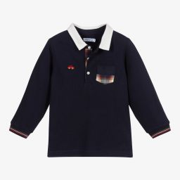 Mayoral-Boys Blue Cotton Polo Shirt | Childrensalon Outlet