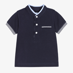 Mayoral-Boys Blue Cotton Polo Shirt | Childrensalon Outlet