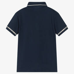 Mayoral Nukutavake-Boys Blue Cotton Polo Shirt | Childrensalon Outlet