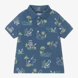 Mayoral-Boys Blue Cotton Safari Polo Shirt | Childrensalon Outlet