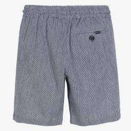 Mayoral-شورت مزيج قطن وكتان مقلم لون كحلي وأبيض للأولاد | Childrensalon Outlet