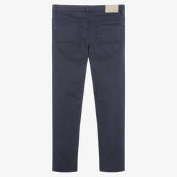 Mayoral-Boys Blue Cotton Slim Fit Trousers | Childrensalon Outlet