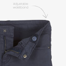 Mayoral-Boys Blue Cotton Slim Fit Trousers | Childrensalon Outlet
