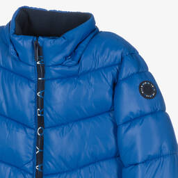Mayoral-Boys Blue Hooded Puffer Coat | Childrensalon Outlet