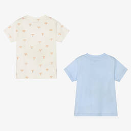 مايورال-تيشيرت قطن مستدام لون أزرق وعاجي (عدد 2) | Childrensalon Outlet