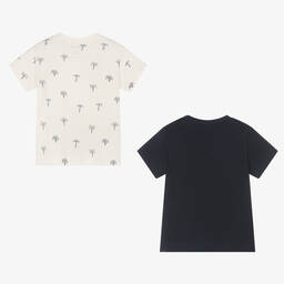 Mayoral-Синяя и кремовая футболки из хлопка (2шт.) | Childrensalon Outlet