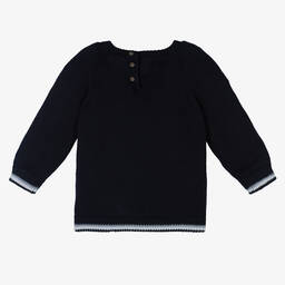 Mayoral-كنزة أطفال ولادي قطن محبوك لون كحلي | Childrensalon Outlet