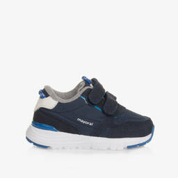 Mayoral-Boys Blue Leather & Textile Trainer | Childrensalon Outlet