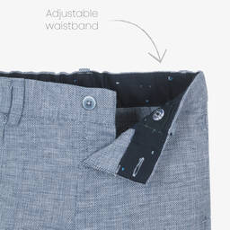 Mayoral-Boys Blue Marl Cotton & Linen Trousers | Childrensalon Outlet