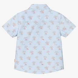 Mayoral-Голубая хлопковая рубашка с пальмами | Childrensalon Outlet