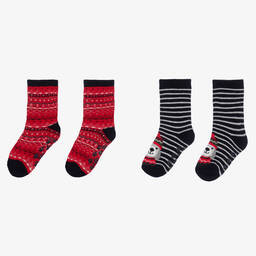 Mayoral-جوارب مزيج قطن لون أزرق وأحمر (عدد 2) | Childrensalon Outlet