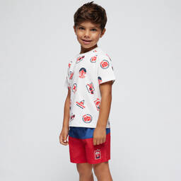 Mayoral-Boys Blue & Red Swim Shorts | Childrensalon Outlet