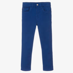 Mayoral-Boys Blue Stretchy Twill Trousers | Childrensalon Outlet