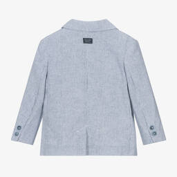 Mayoral-Boys Blue Striped Cotton & Linen Blazer | Childrensalon Outlet