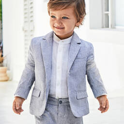 Mayoral-Boys Blue Striped Cotton & Linen Shorts | Childrensalon Outlet