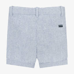 Mayoral-Boys Blue Striped Cotton & Linen Shorts | Childrensalon Outlet