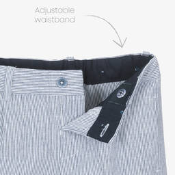 Mayoral-Boys Blue Striped Cotton & Linen Shorts | Childrensalon Outlet