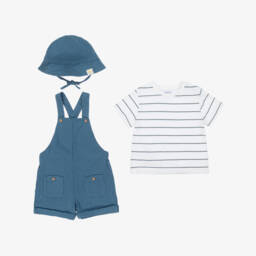 Mayoral-طقم قطني مخطط أزرق للأولاد | Childrensalon Outlet