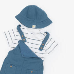 Mayoral-طقم قطني مخطط أزرق للأولاد | Childrensalon Outlet