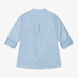 مايورال-قميص قطن مقلم لون أزرق فاتح للأولاد | Childrensalon Outlet