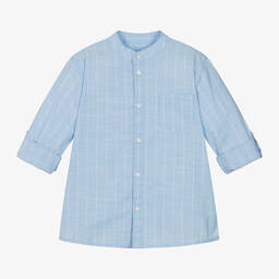 مايورال-قميص قطن مقلم لون أزرق فاتح للأولاد | Childrensalon Outlet