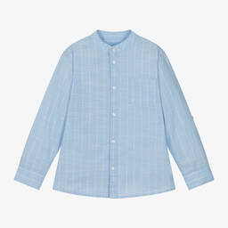 مايورال-قميص قطن مقلم لون أزرق فاتح للأولاد | Childrensalon Outlet