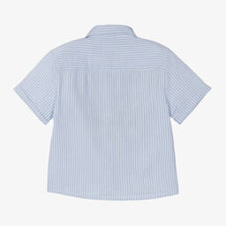 مايورال-قميص قطن مقلم لون أزرق وأبيض للأولاد | Childrensalon Outlet