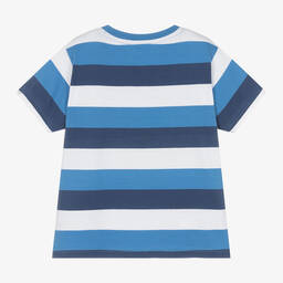 Mayoral-Boys Blue Striped Cotton Wave T-Shirt | Childrensalon Outlet