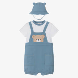 Mayoral Newborn-طقم رومبر أزرق للأولاد مع دمية دب | Childrensalon Outlet