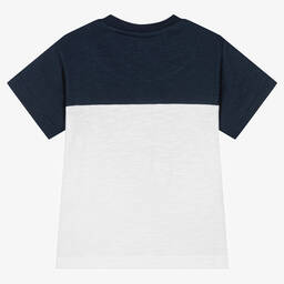 Mayoral-Boys Blue & White Cotton Palm T-Shirt | Childrensalon Outlet