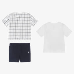 Mayoral-Boys Blue & White Cotton Shorts Set | Childrensalon Outlet