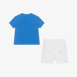 Mayoral Newborn-Boys Blue & White Puppy Outfit | Childrensalon Outlet