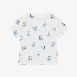 Mayoral-Футболка для мальчиков синий и белый с парусным принтом | Childrensalon Outlet