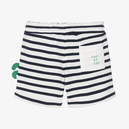 Mayoral-Boys Blue & White Stripe Cotton Shorts | Childrensalon Outlet