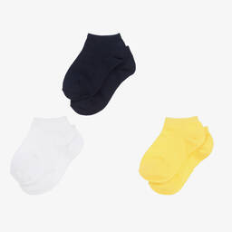 Mayoral-Boys Blue & Yellow Cotton Socks (3 Pack) | Childrensalon Outlet