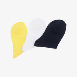 Mayoral-Boys Blue & Yellow Cotton Socks (3 Pack) | Childrensalon Outlet