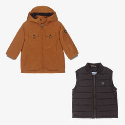 Mayoral-Коричневое пальто и жилет 2-в-1 | Childrensalon Outlet