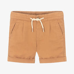 Mayoral-Boys Brown Cotton & Linen Shorts | Childrensalon Outlet