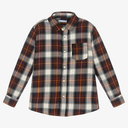 Mayoral-Boys Burgundy Red Checked Shirt | Childrensalon Outlet