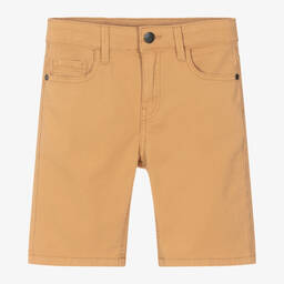 Mayoral-Boys Camel Beige Cotton Twill Shorts | Childrensalon Outlet