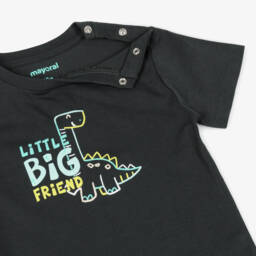 Mayoral-Boys Charcoal Dino Cotton Tee | Childrensalon Outlet