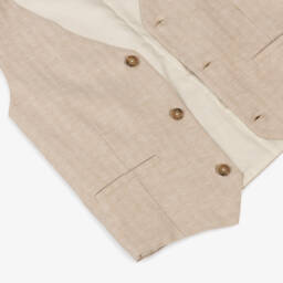Mayoral Nukutavake-Boys Classic Beige Linen Waistcoat | Childrensalon Outlet