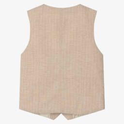 Mayoral Nukutavake-Boys Classic Beige Linen Waistcoat | Childrensalon Outlet