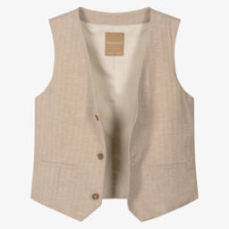 Mayoral Nukutavake-Boys Classic Beige Linen Waistcoat | Childrensalon Outlet