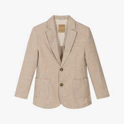 Mayoral Nukutavake-Boys Classic Beige Tailored Jacket | Childrensalon Outlet