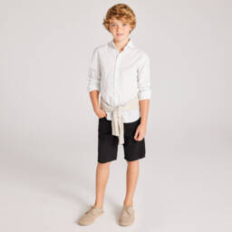 Mayoral Nukutavake-Boys Classic Black Cotton Shorts | Childrensalon Outlet