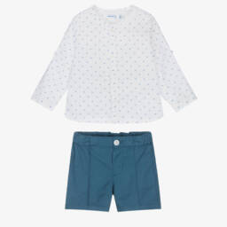 Mayoral-Классический синий и белый льняной комплект для мальчиков | Childrensalon Outlet